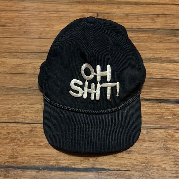 Other - Vintage Oh Sh*t! Strapback Hat Black Corduroy Robe 80’s 90’s